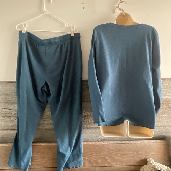 Eddie Bauer teal waffle knit pajama set Size 2X (P1) - Picture 4 of 10